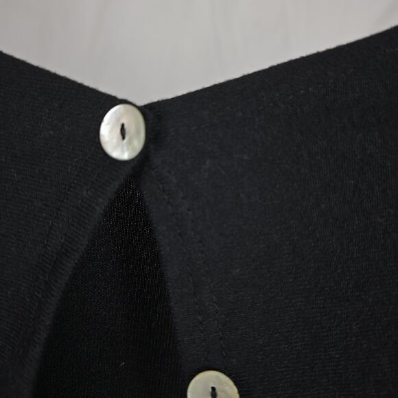 Shawl Poncho Women Black Cape Wrap Size M/L Top Button Knit - Picture 4 of 8